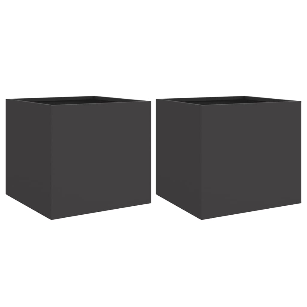 Plantekasser 2 stk svart 32x30x29 cm stål