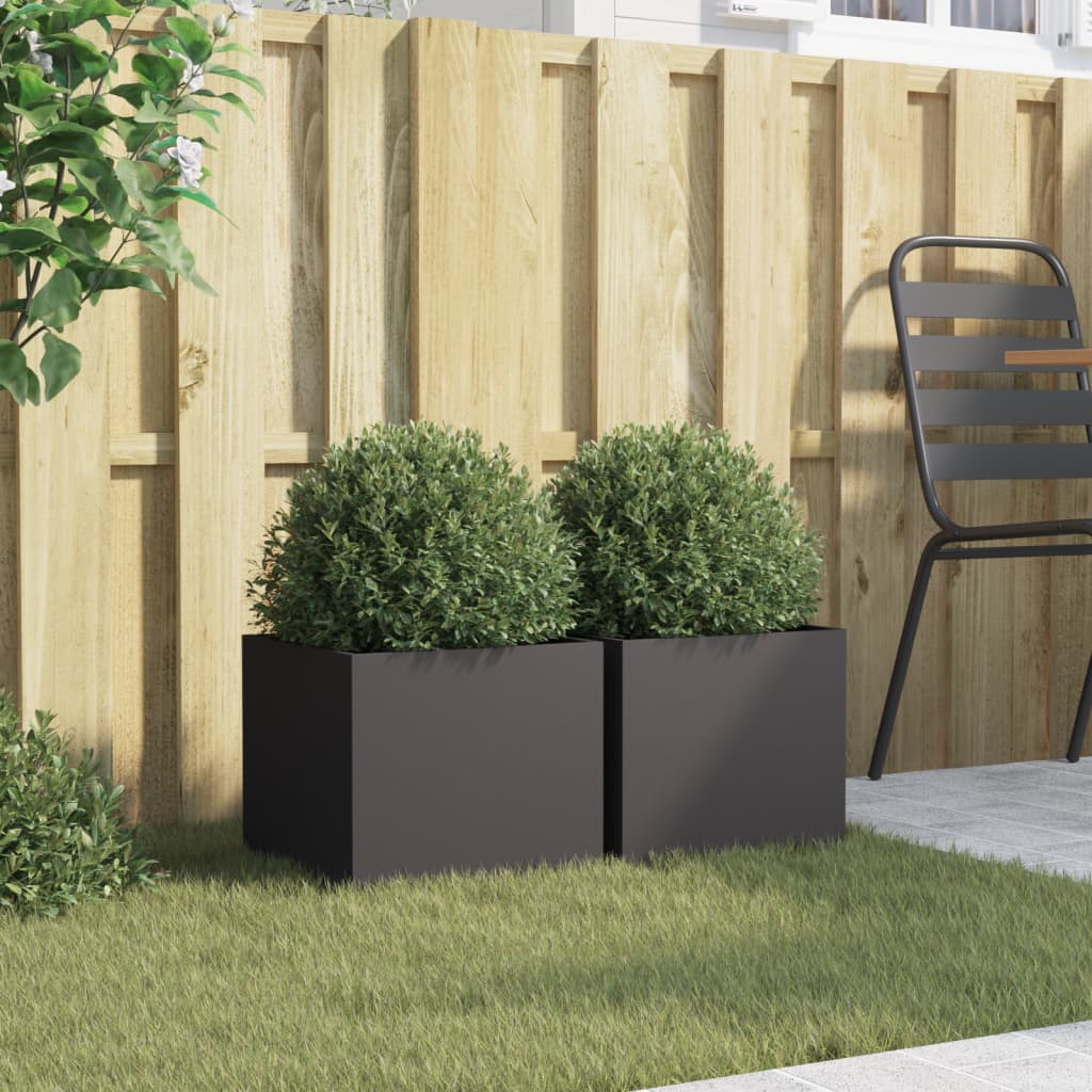 Plantekasser 2 stk svart 32x30x29 cm stål