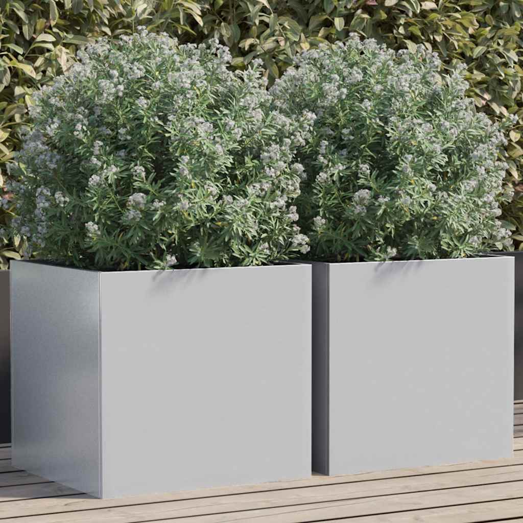 Plantekasser 2 stk sølv 42x40x39 cm galvanisert stål