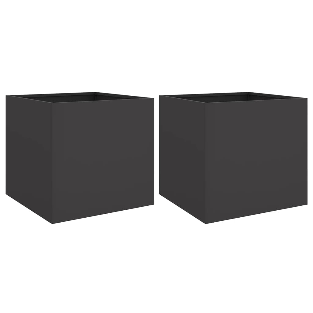 Plantekasser 2 stk svart 49x47x46 cm stål