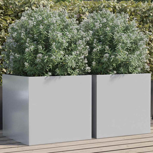 Plantekasser 2 stk sølv 49x47x46 cm galvanisert stål