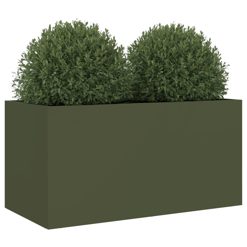 Plantekasse olivengrønn 62x30x29 cm stål