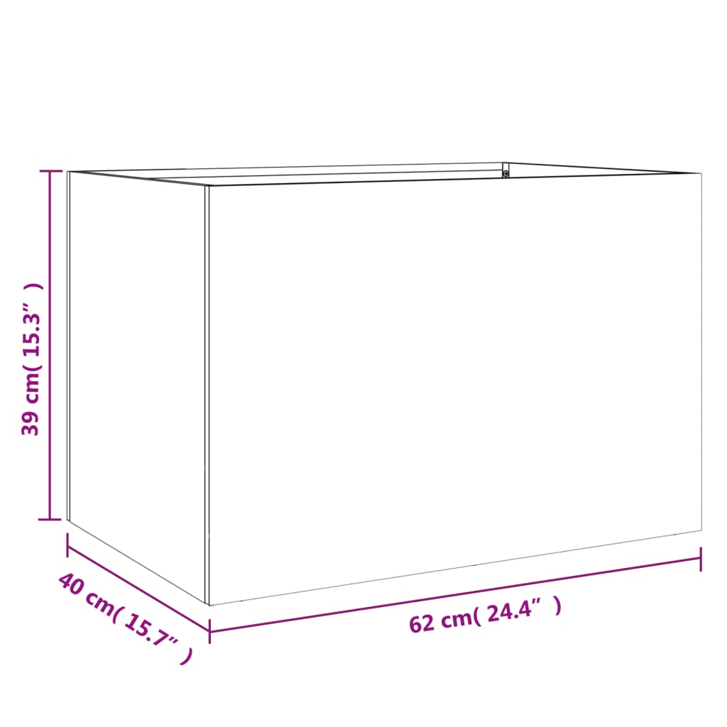 Plantekasse antrasitt 62x40x39 cm stål