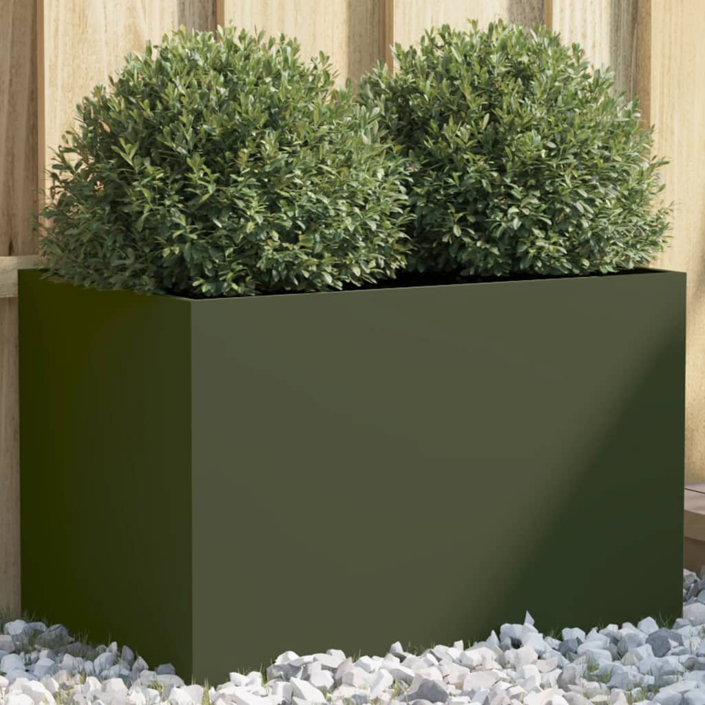 Plantekasse olivengrønn 62x40x39 cm stål