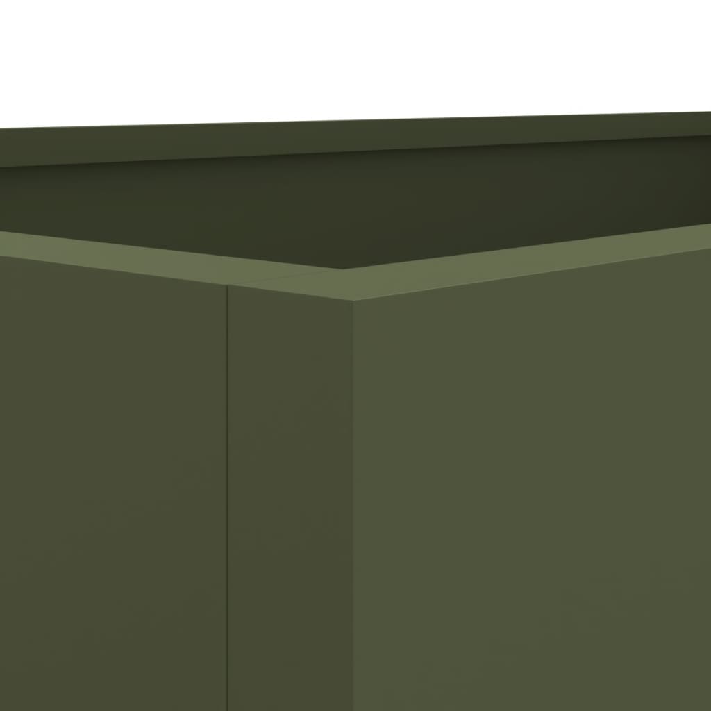 Plantekasse olivengrønn 62x47x46 cm stål