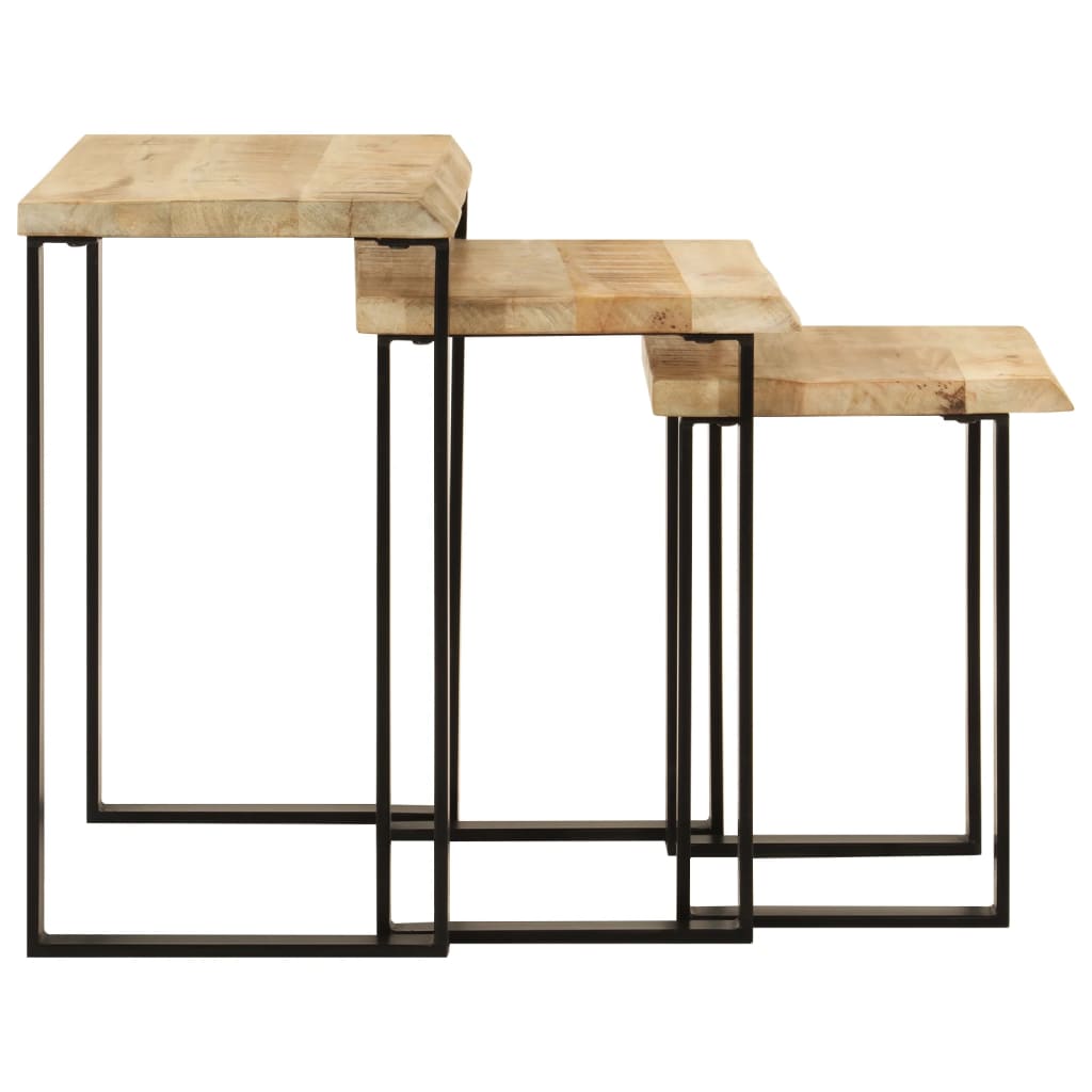 Stablebord med naturlig kant 3 stk heltre mango
