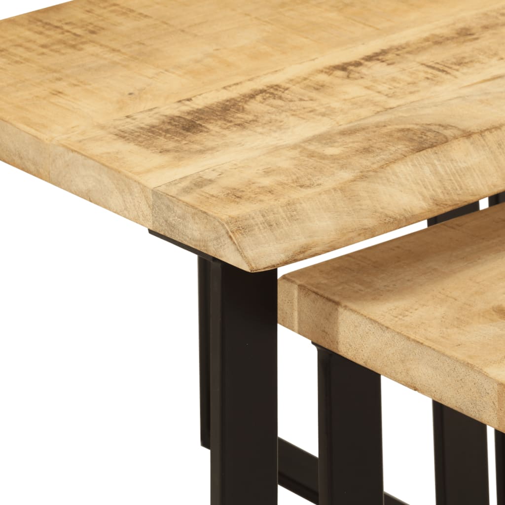 Stablebord med naturlig kant 3 stk heltre mango