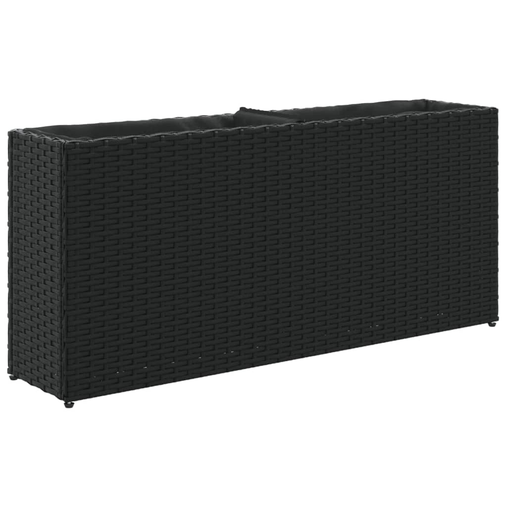 Plantekasser med 2 potter 2 stk svart 90x20x40 cm polyrotting