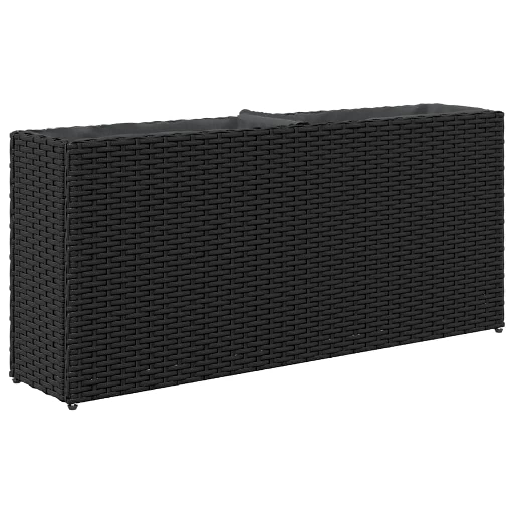 Plantekasser med 2 potter 2 stk svart 90x20x40 cm polyrotting