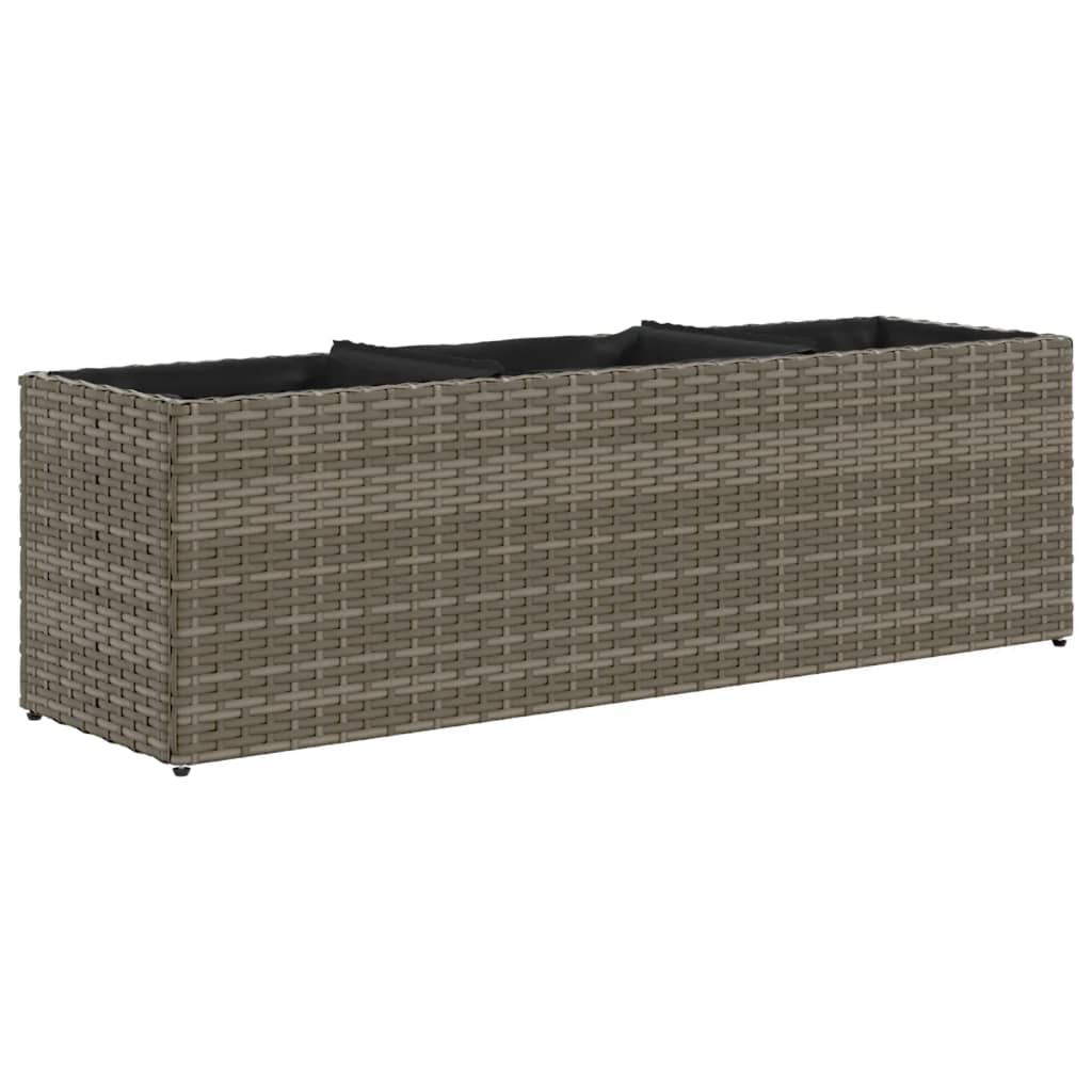 Plantekasser med 3 potter 2 stk grå 105x30x32 cm polyrotting