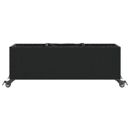 Plantekasser med hjul 2 stk svart 107x32x38 cm polyrotting