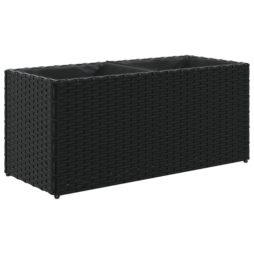 Plantekasser med 2 potter 2 stk svart 72x30x32 cm polyrotting