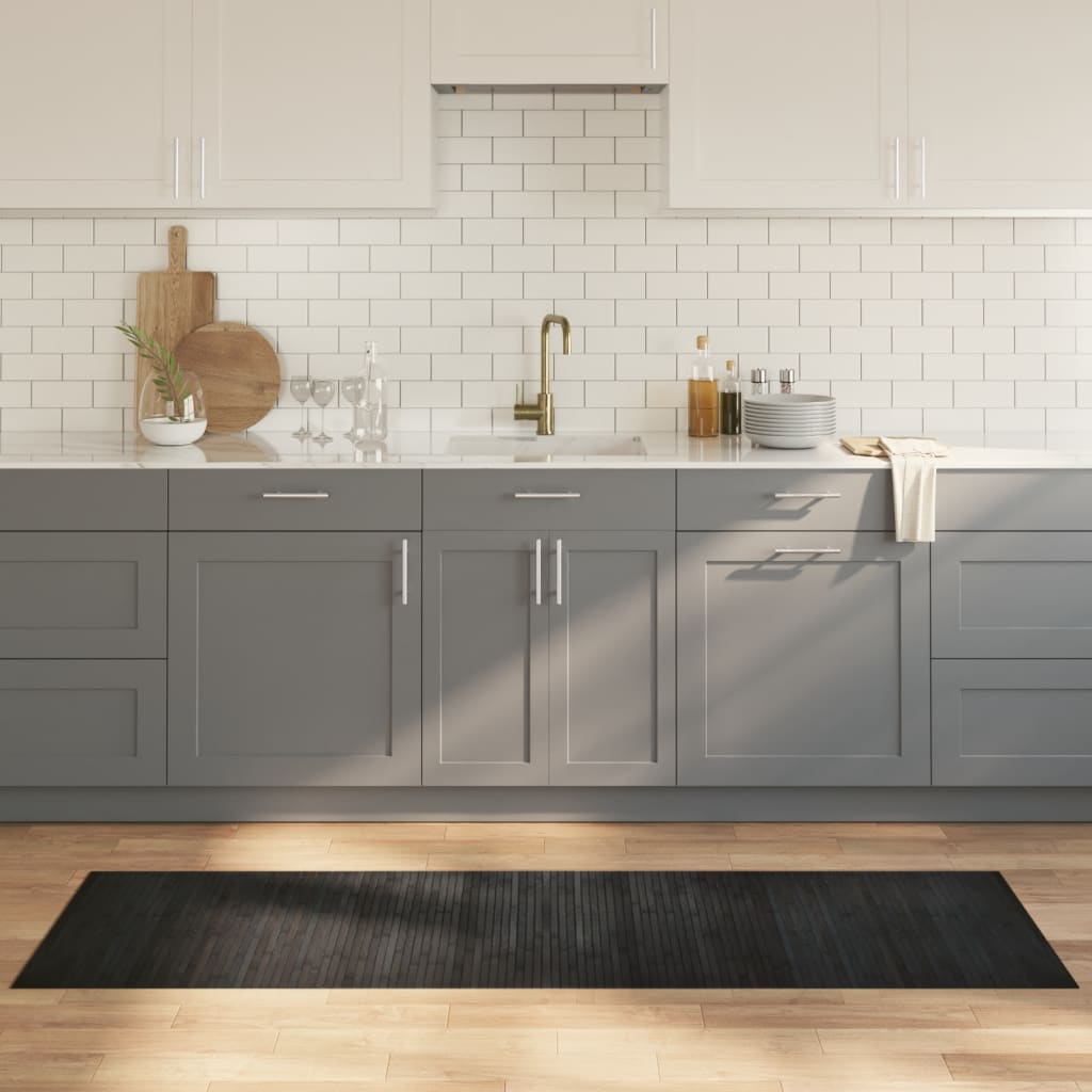 Teppe rektangulær grå 60x200 cm bambus