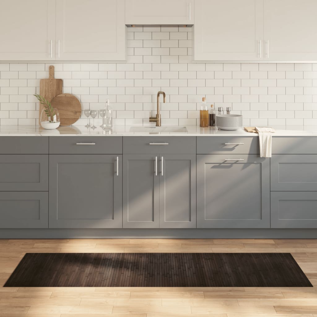 Teppe rektangulær mørkebrun 60x200 cm bambus