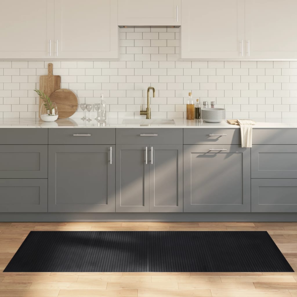 Teppe rektangulært svart 80x200 cm bambus