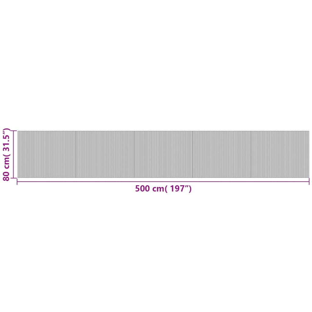 Teppe rektangulært svart 80x500 cm bambus