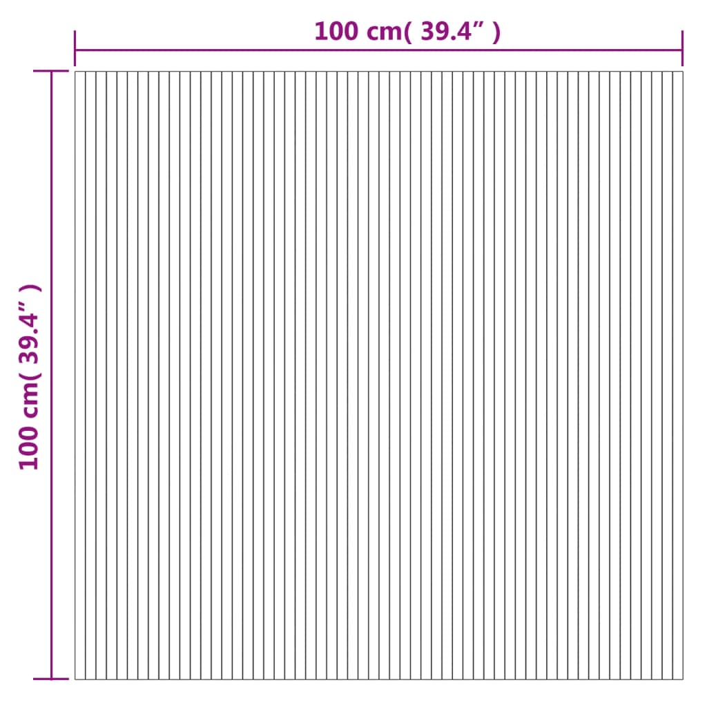 Teppe rektangulær grå 100x100 cm bambus