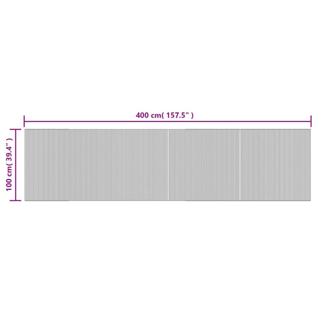 Teppe rektangulært svart 100x400 cm bambus