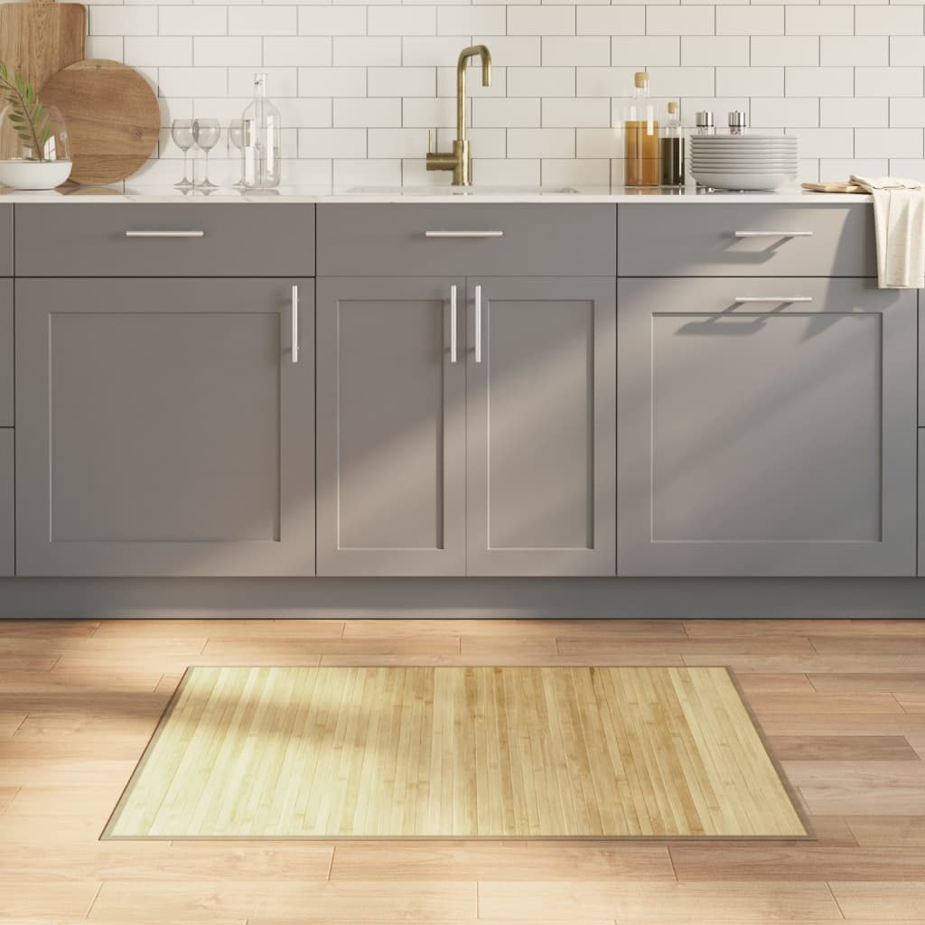 Teppe rektangulær lys naturell 70x100 cm bambus