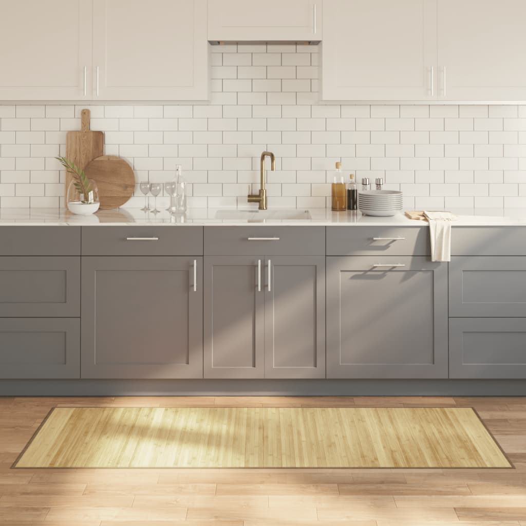 Teppe rektangulær lys naturell 70x200 cm bambus