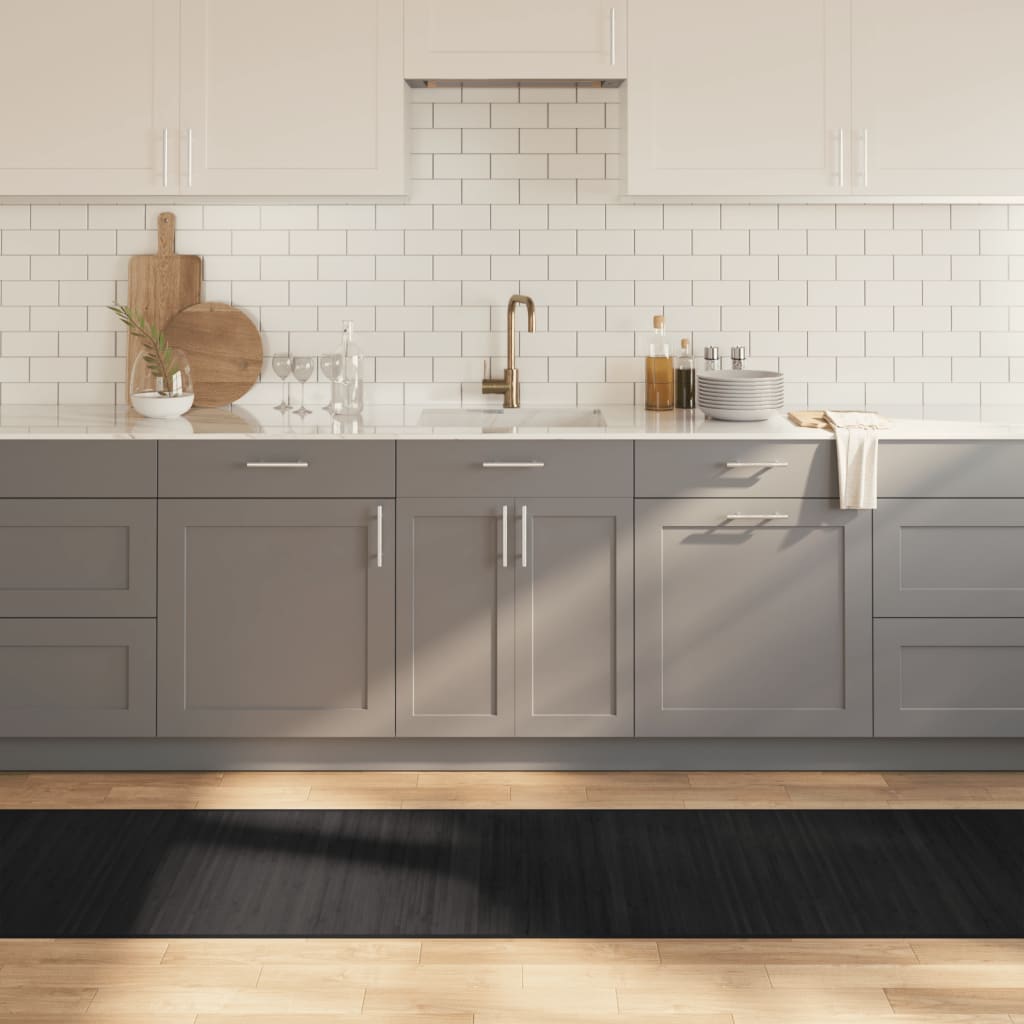 Teppe rektangulært svart 70x300 cm bambus