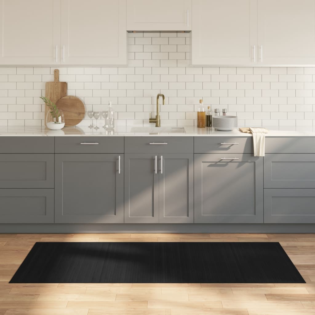 Teppe rektangulært svart 80x200 cm bambus