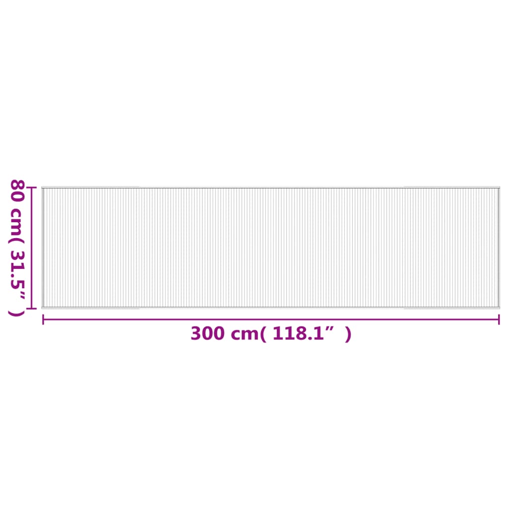 Teppe rektangulært svart 80x300 cm bambus