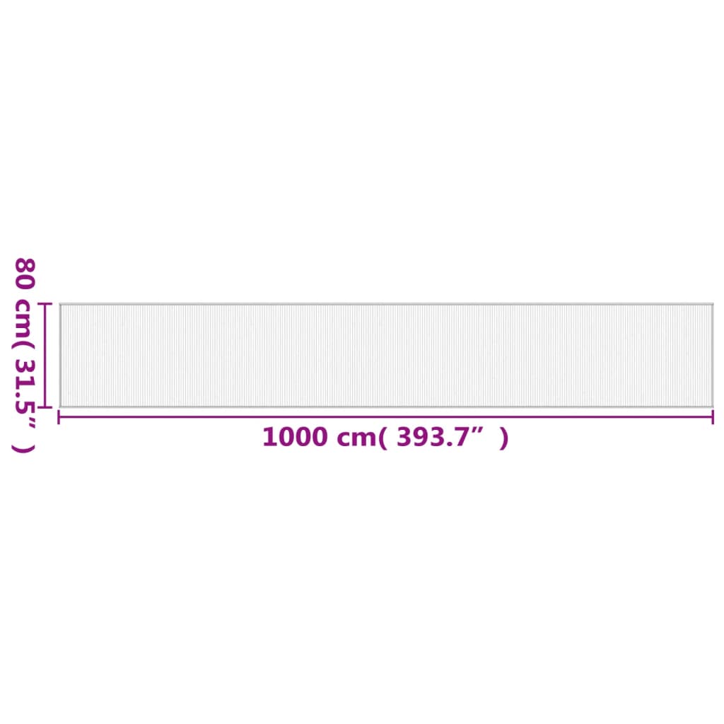Teppe rektangulært svart 80x1000 cm bambus