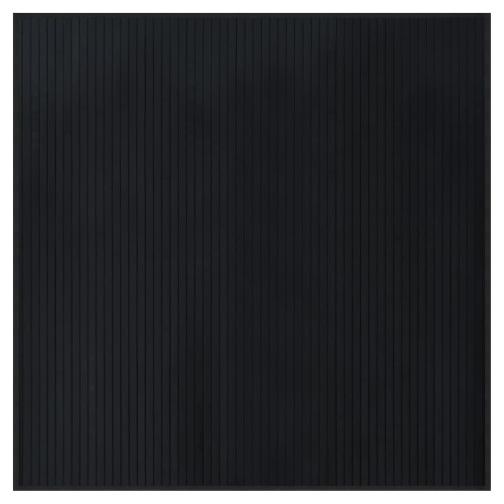 Teppe firkantet svart 100x100 cm bambus