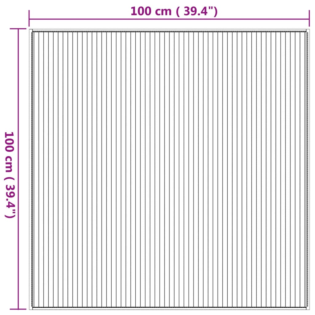 Teppe firkantet naturell 100x100 cm bambus