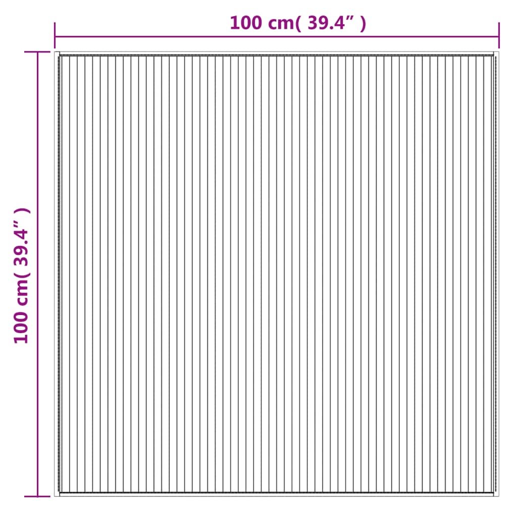 Teppe firkantet brun 100x100 cm bambus