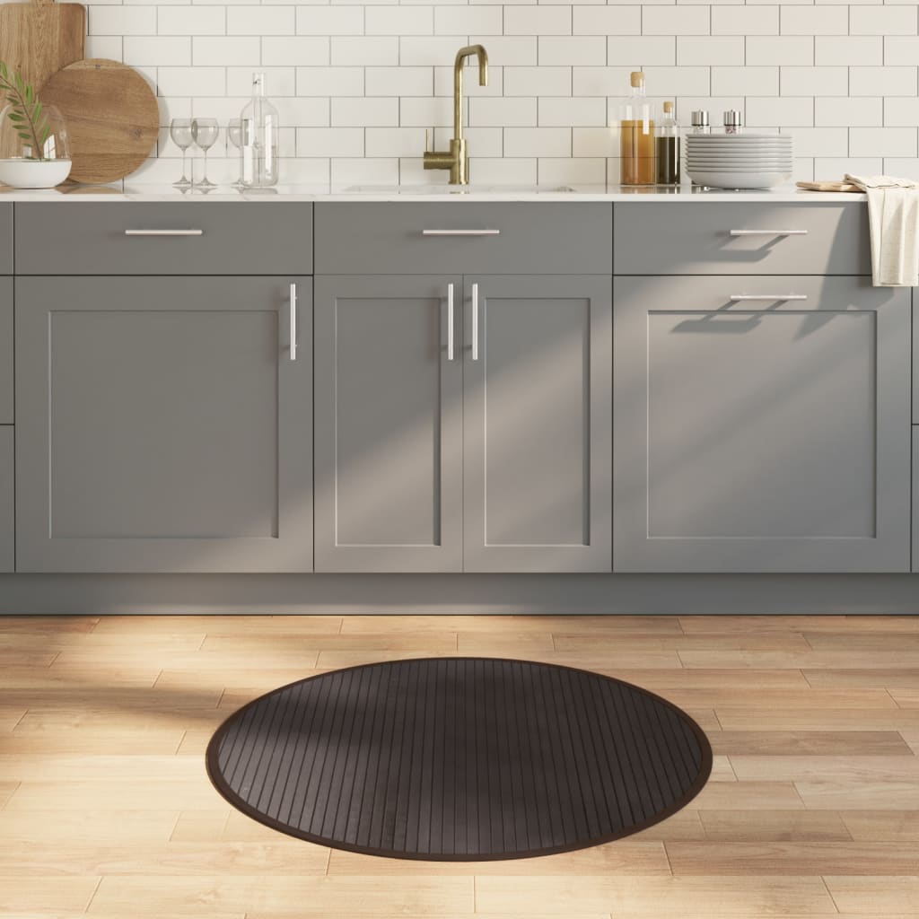 Teppe rund mørkebrun 80 cm bambus vidaXL