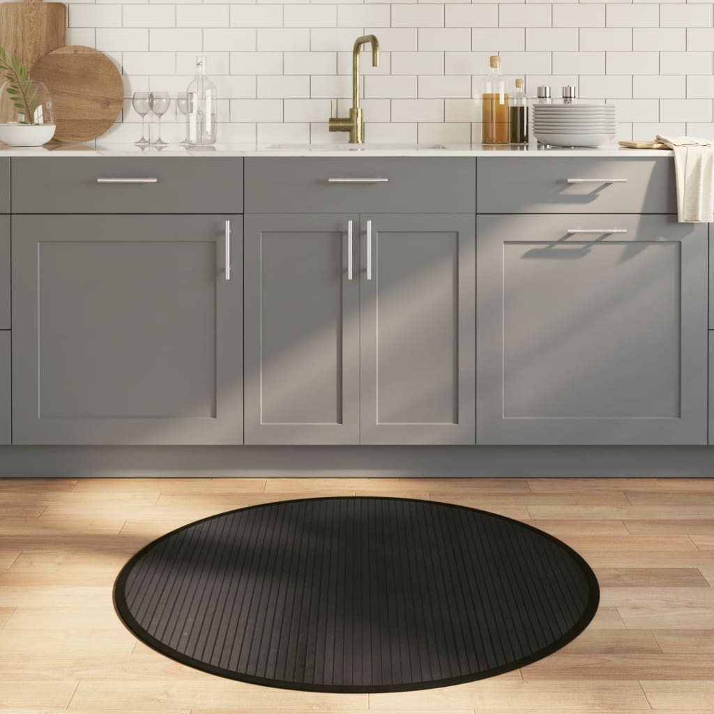 Teppe rund svart 100 cm bambus vidaXL