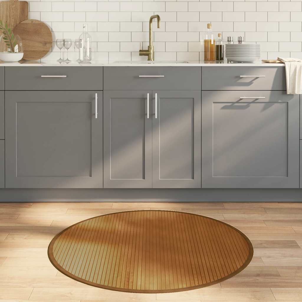 Teppe rund brun 100 cm bambus vidaXL