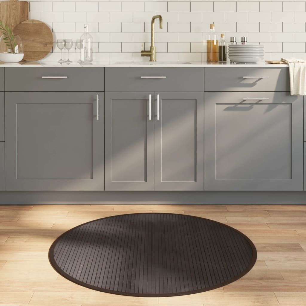 Teppe rund mørkebrun 100 cm bambus vidaXL
