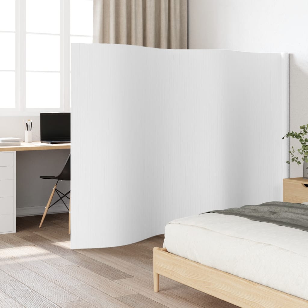 Romdeler hvit bredde 400 cm høyde 165 cm bambus vidaXL
