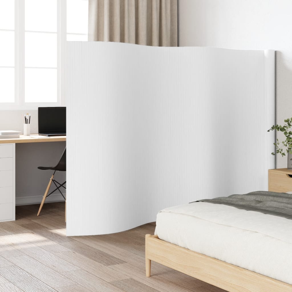 Romdeler hvit bredde 600 cm høyde 165 cm bambus vidaXL