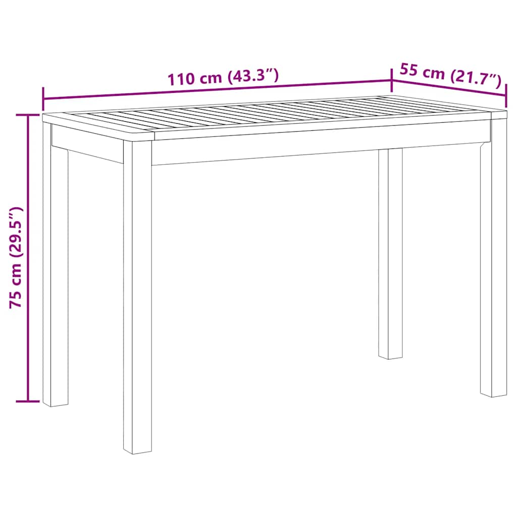 Utendørs spisebord 110x55x75 cm heltre akasie
