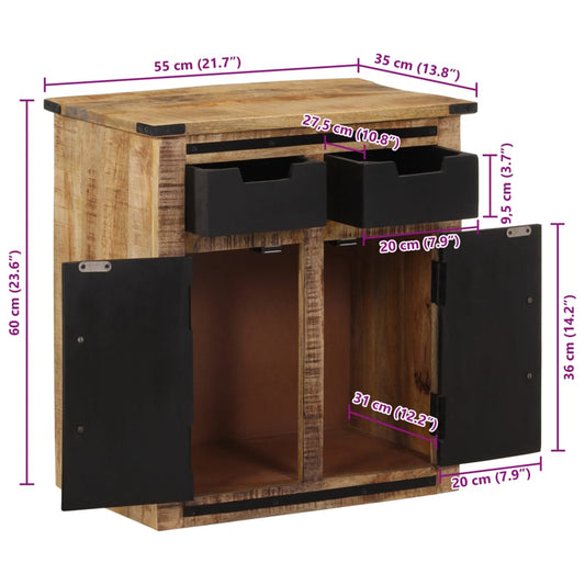 Skjenk med 2 skuffer 55x35x60 cm heltre mango