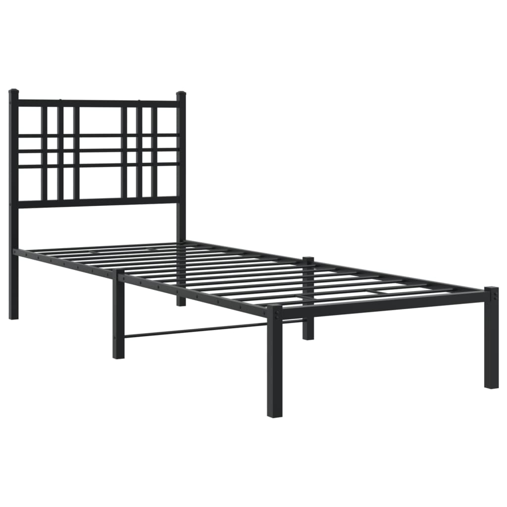 Sengeramme i metall med hodegavl svart 75x190 cm