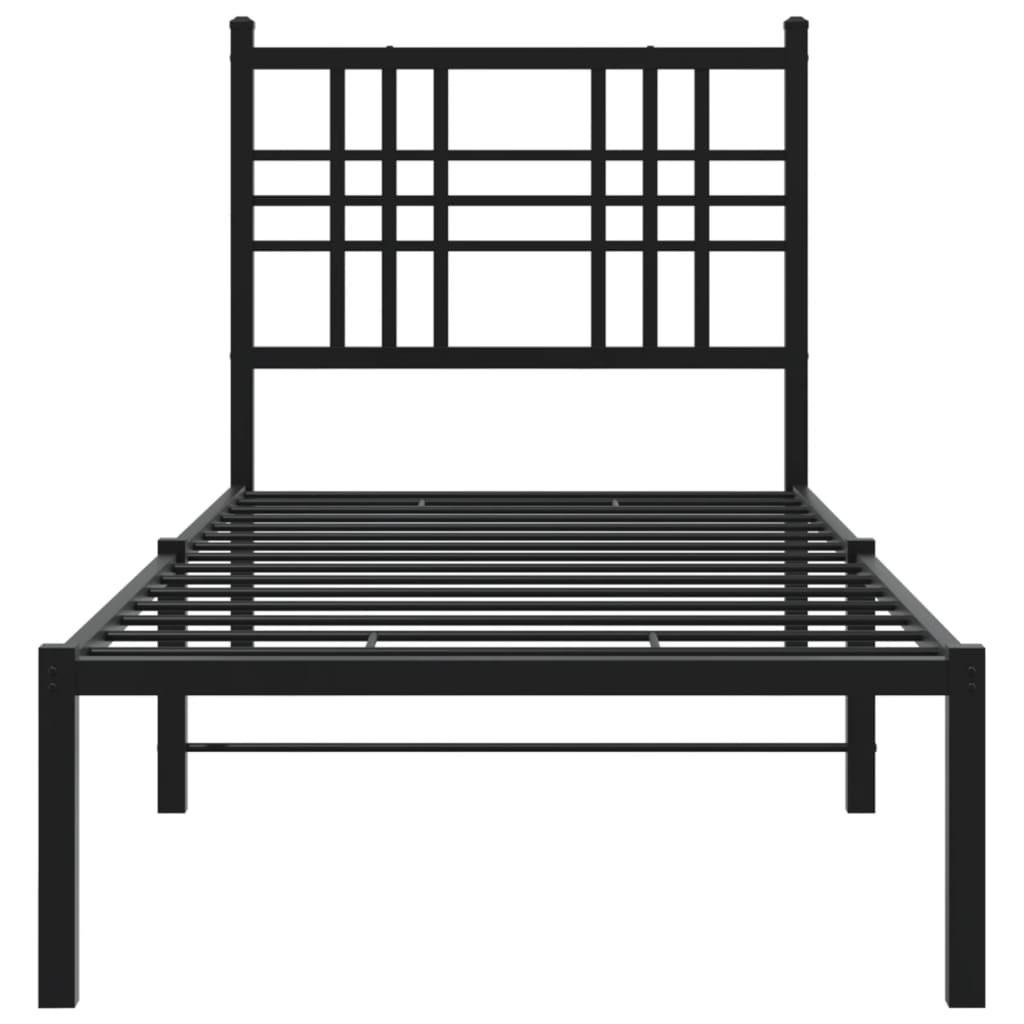 Sengeramme i metall med hodegavl svart 75x190 cm