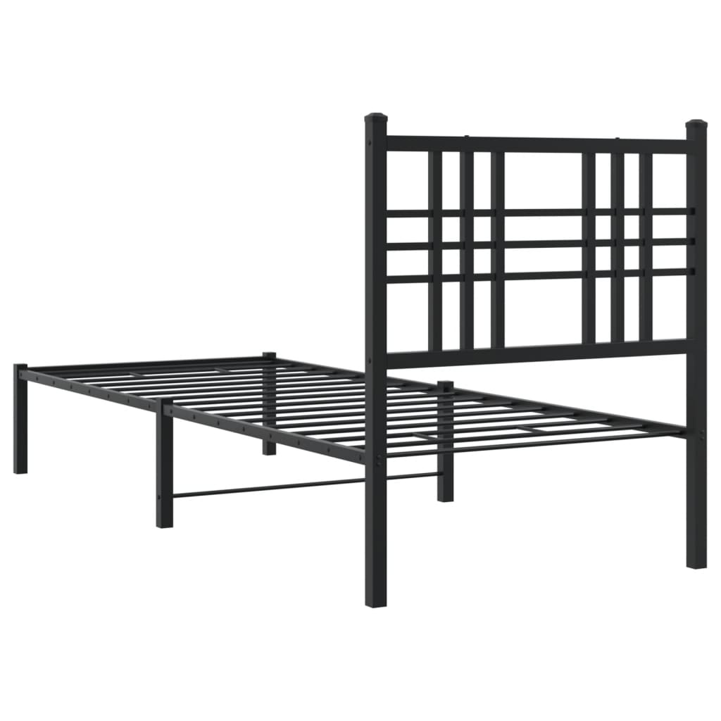 Sengeramme i metall med hodegavl svart 75x190 cm