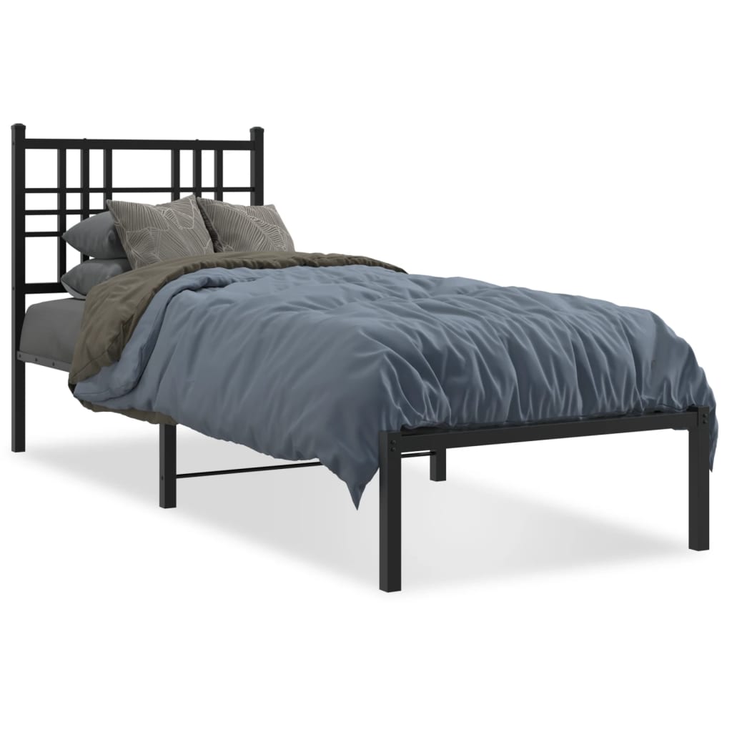 Sengeramme i metall med hodegavl svart 75x190 cm