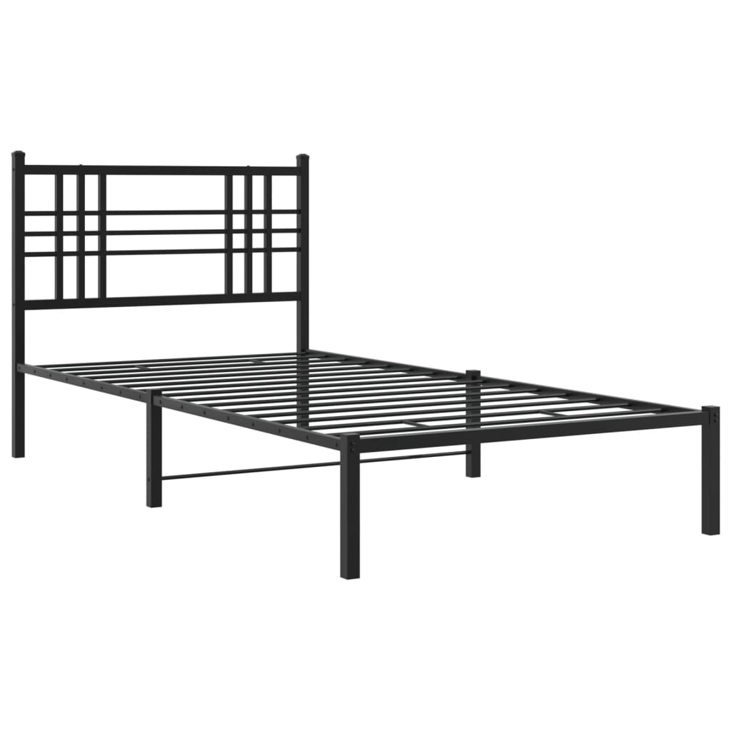 Sengeramme i metall med hodegavl svart 90x190 cm