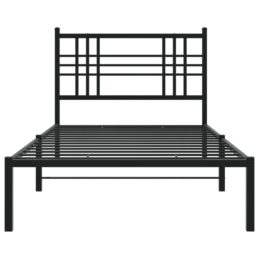 Sengeramme i metall med hodegavl svart 90x190 cm