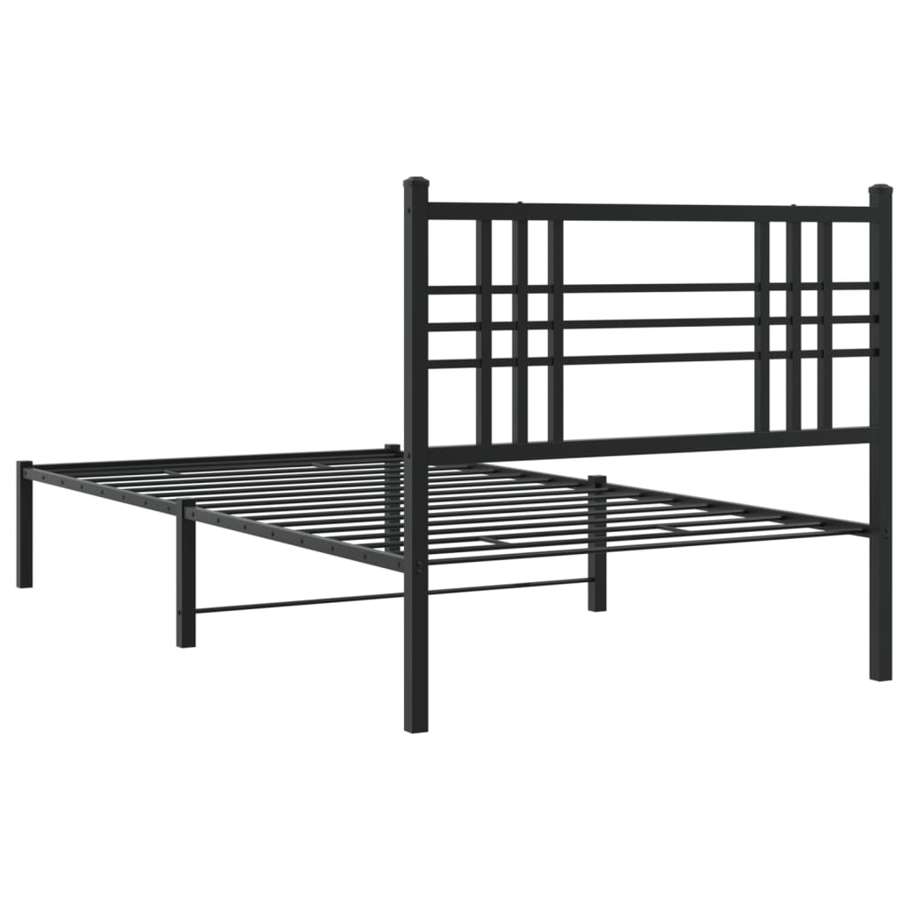 Sengeramme i metall med hodegavl svart 90x190 cm