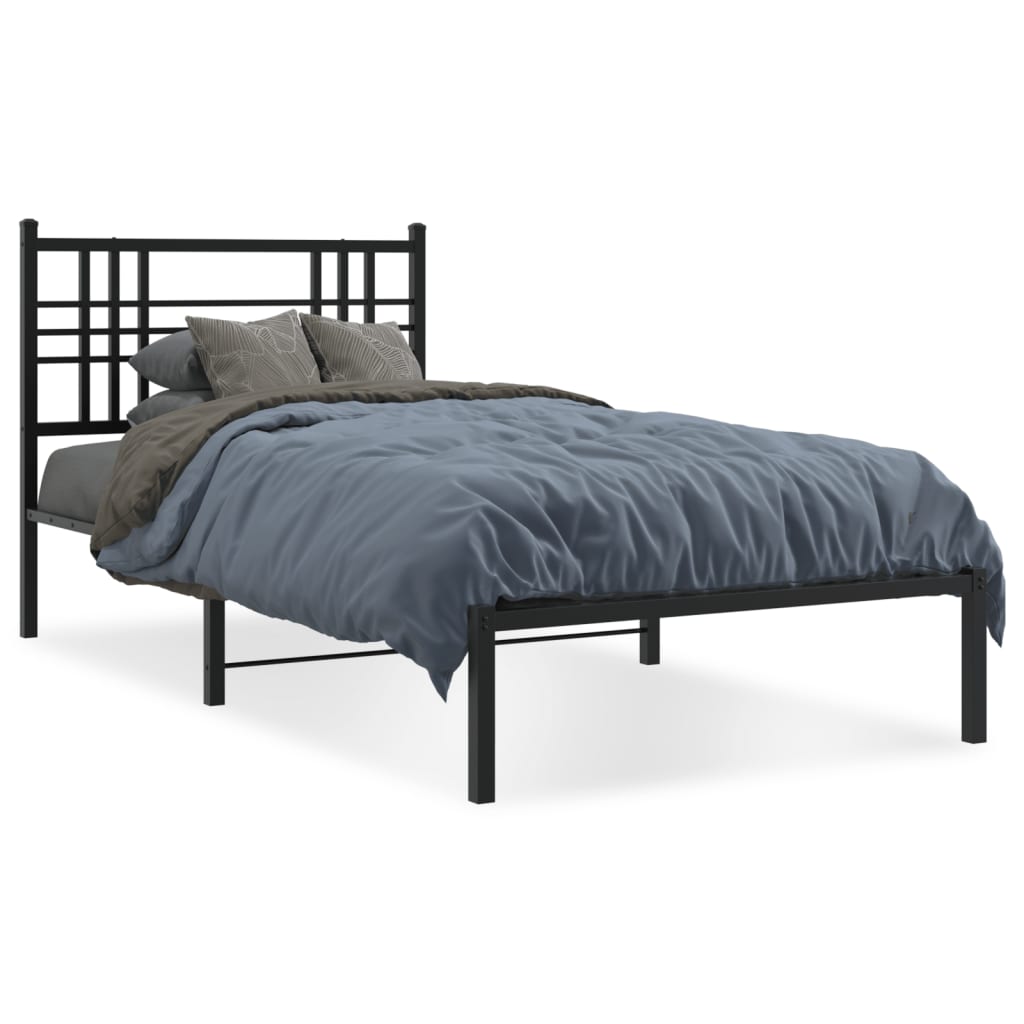 Sengeramme i metall med hodegavl svart 90x190 cm