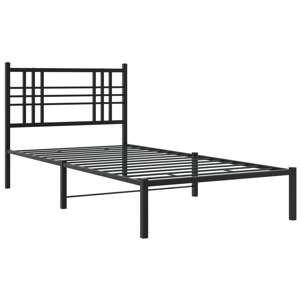 Sengeramme i metall med hodegavl svart 90x200 cm