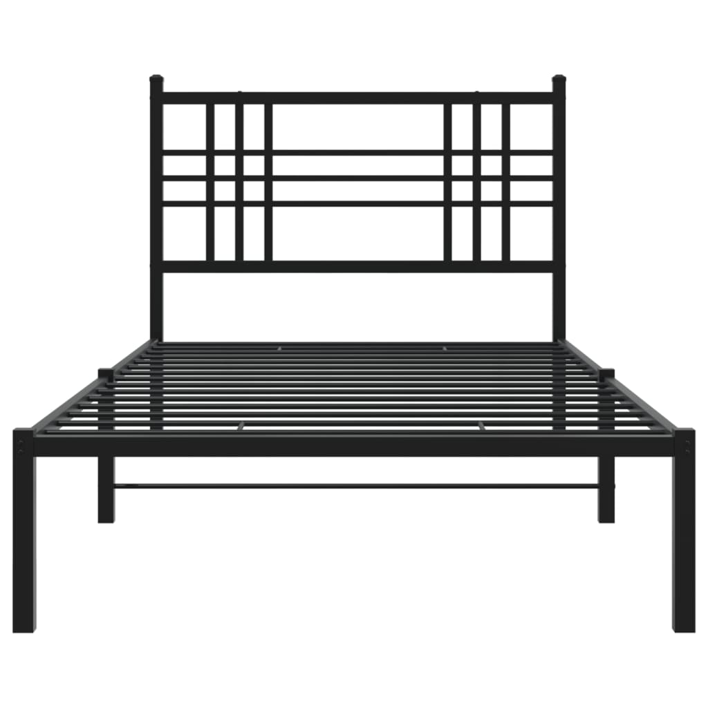 Sengeramme i metall med hodegavl svart 90x200 cm