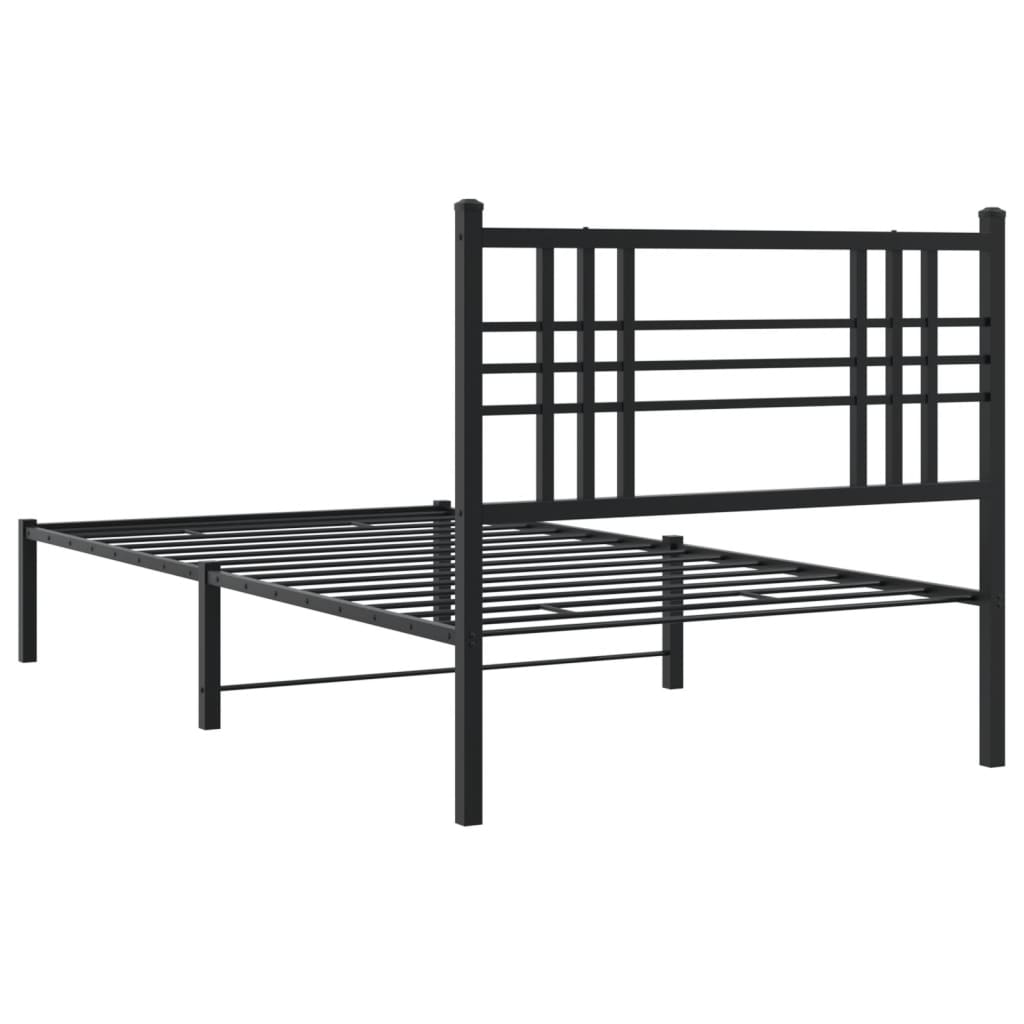 Sengeramme i metall med hodegavl svart 90x200 cm